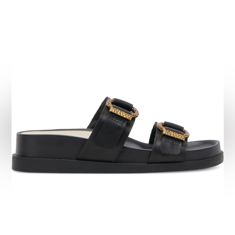 Dolce Vita Black and Gold Buckle Sandals - Picture 6 of 10